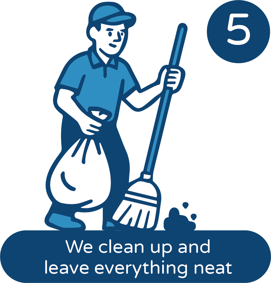 We clean up and leave everything neat