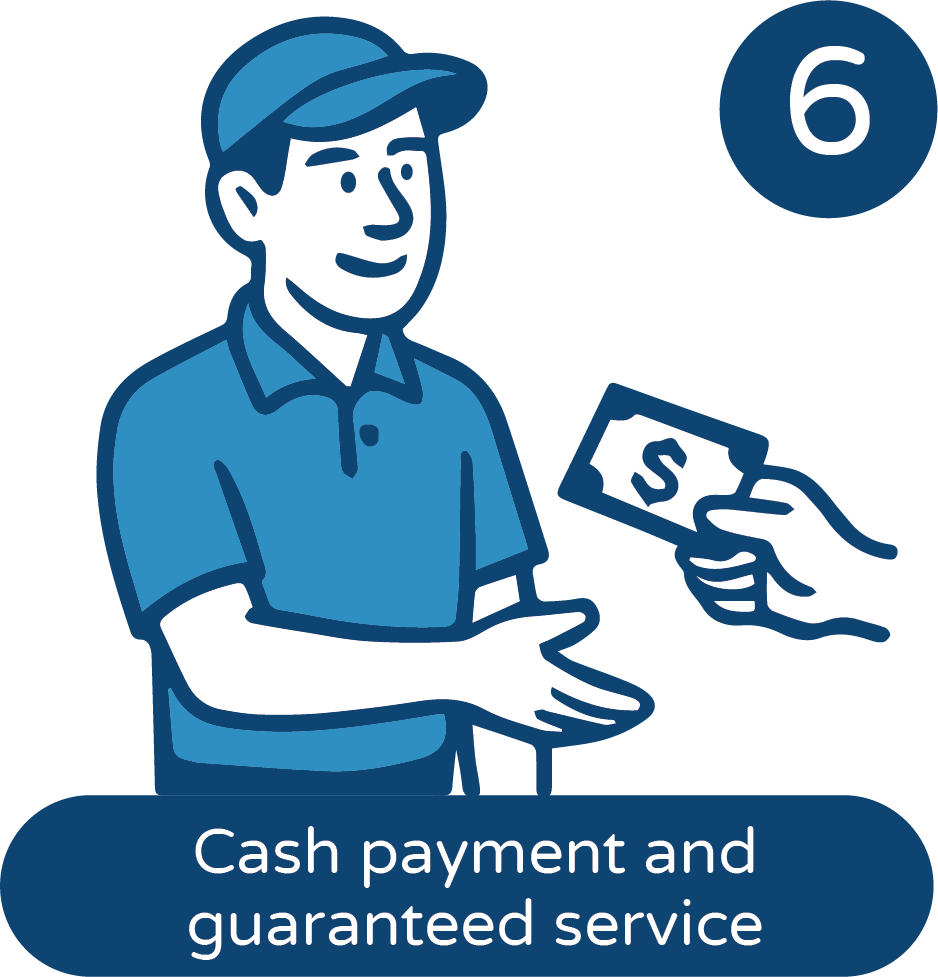 Cash payment and guaranteed service